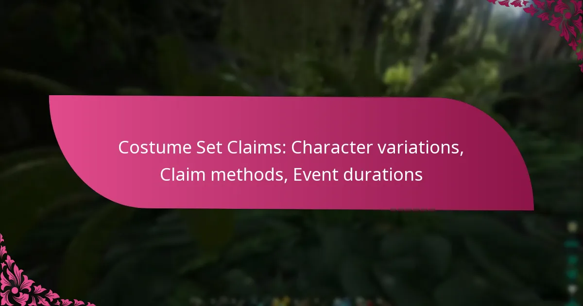 Costume Set Claims: Character variations, Claim methods, Event durations