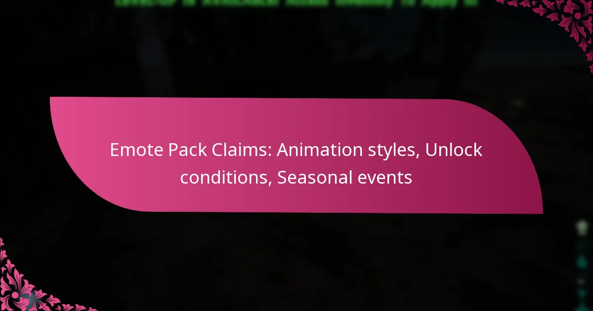 Emote Pack Claims: Animation styles, Unlock conditions, Seasonal events