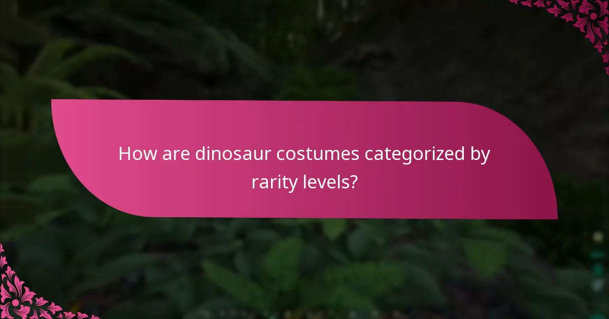 How are dinosaur costumes categorized by rarity levels?