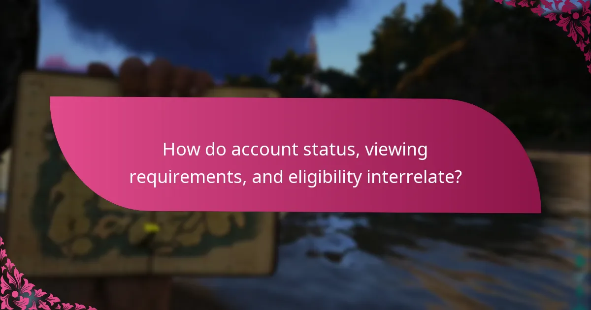 How do account status, viewing requirements, and eligibility interrelate?