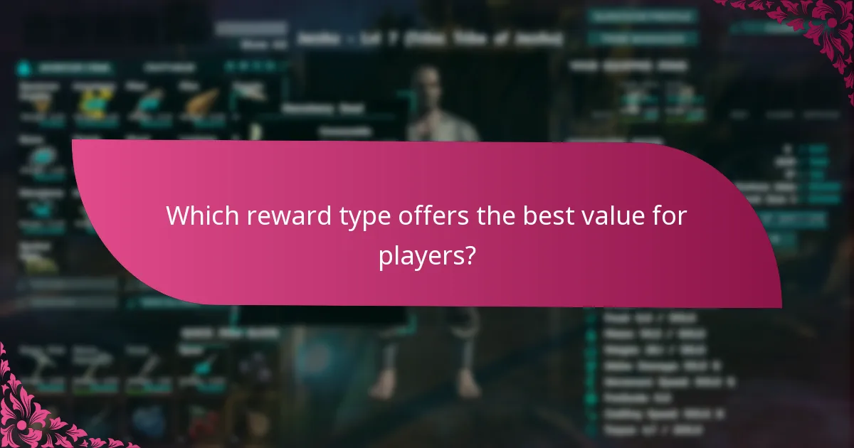 Which reward type offers the best value for players?